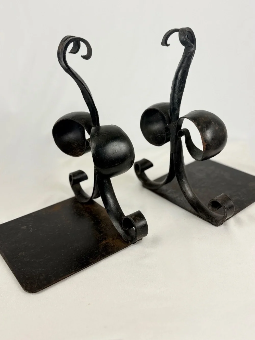 Antique Fleur De Lis Bookends for Large Volumes French Hand Forged Iron